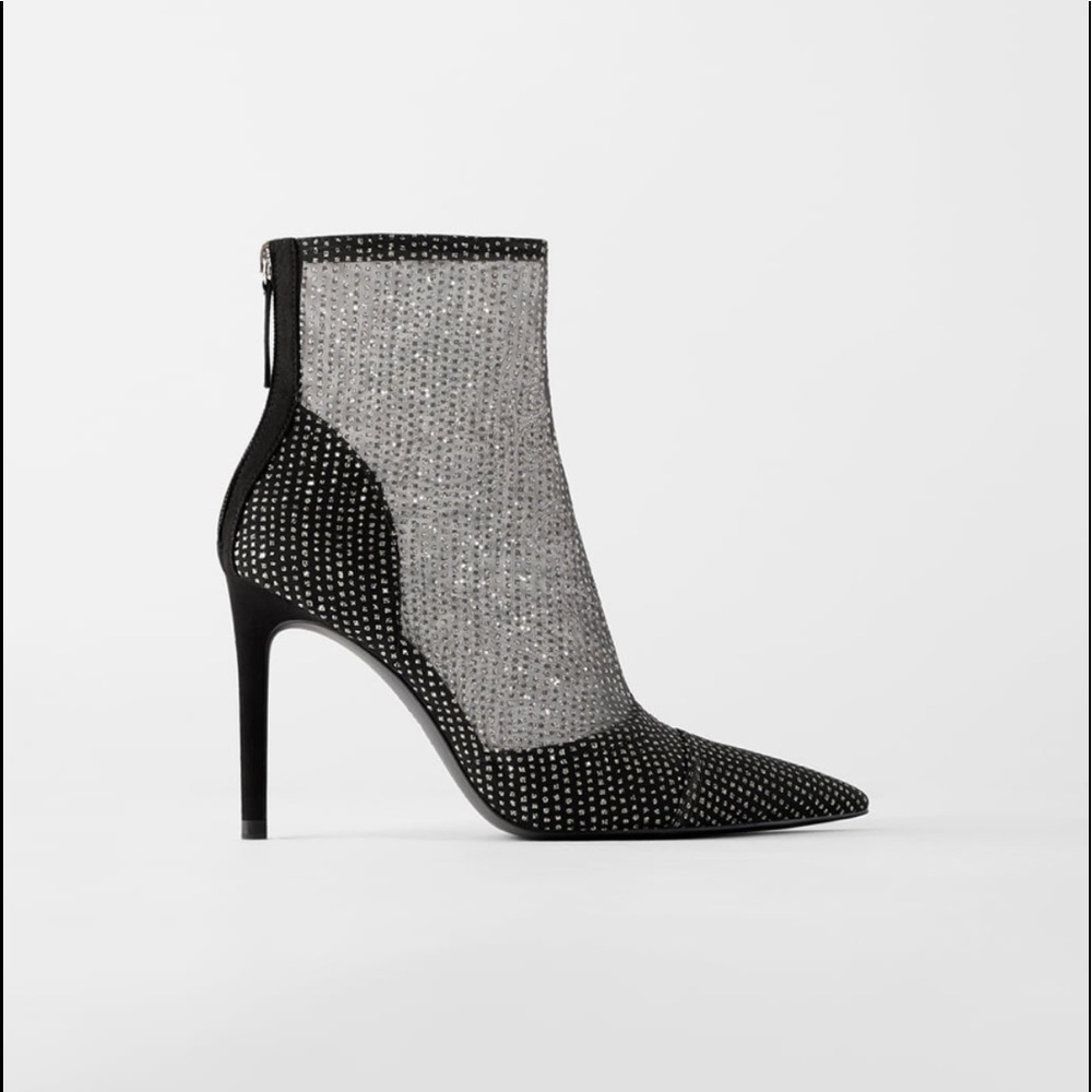 Used Zara Sparkly Mesh booties SZ 6.5